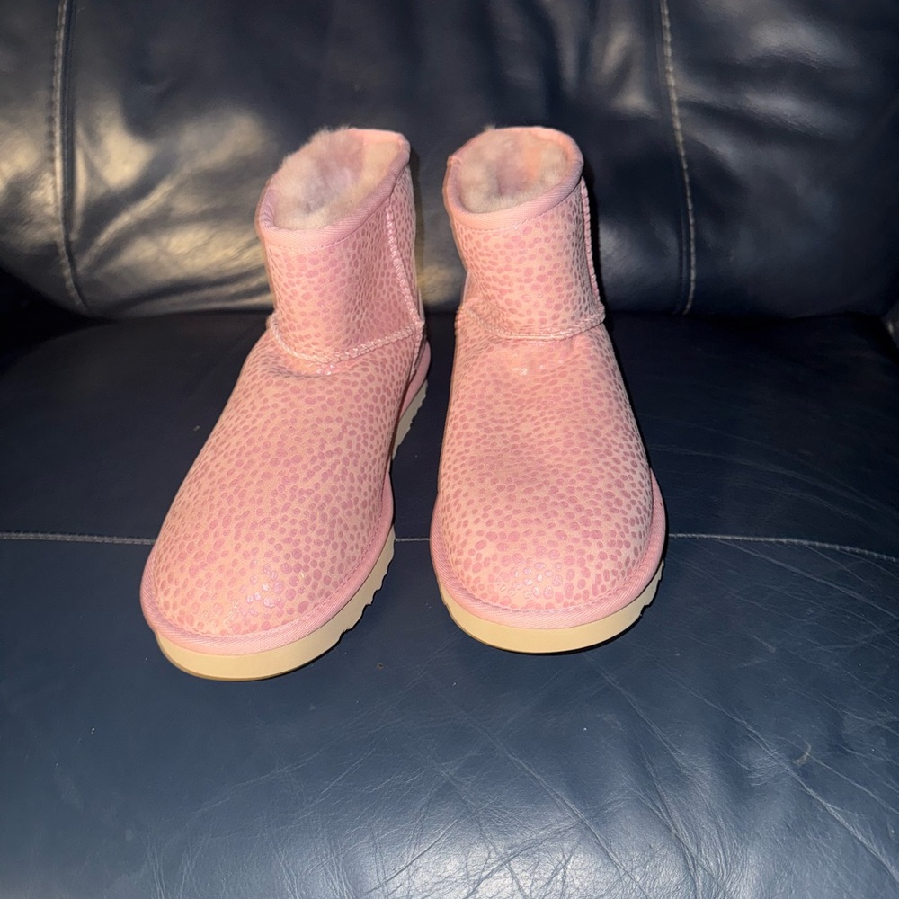 UGG Pink Fuzzy Ankle Boots